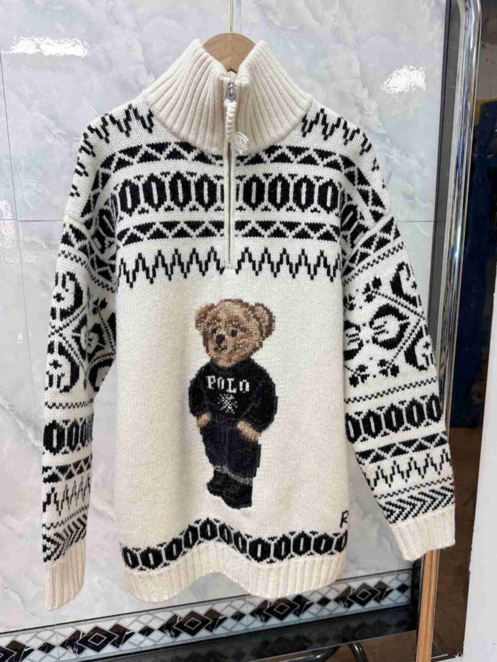 Polo Ralph Lauren Polo Bear Fair Isle Half Zip Sweater